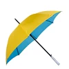 Golden yellow and navy blue golf umbrella windproof double layer