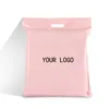 guangzhou supply biodegradable double tape pink poly mailer envelope shipping plastic packaging bag with handle