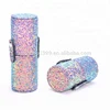 High quality girl custom glitter fabric cosmetic box/cylindrical glitter case makeup tool/deluxe glitter bag blush powder pencil