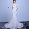 2019 Newest Vestidos De Novia Silhouette halter neck lace fish tail mermaid train bride wedding dress ball gown