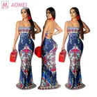 M2182 wholesale summer positioning print straps woman party sexy backless maxi mermaid dress