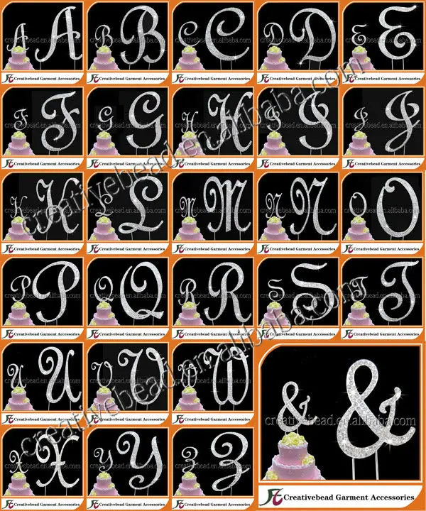 2018 Hot Sale For Rhinestone Cake Toppers 27 Style In Set For Letter