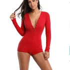 Cheap Spring Summer Sexy Adult Women Close-fitting Solid color Onesie