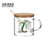 crystal double wall glass cup/coffee glass mug with handle ,Borosolicate handblown tea glass