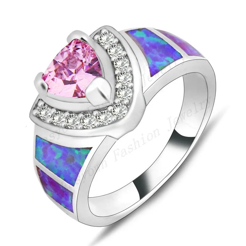 10ps/lot Size 6/7/8/9 Fashion Jewelry Women Lady Opal Stone Ring 10KT White Gold Filled Finger Rings High Quality RP0033