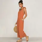 Summer Off Shoulder Slip Sleeveless Long Loose Women Casual Jumpsuit