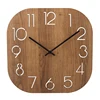 12 Inch Frameless Square Shape Inexpensive Analog Wall Clock MDF with Hollow Out Arabic Numbers Dial for Living Room