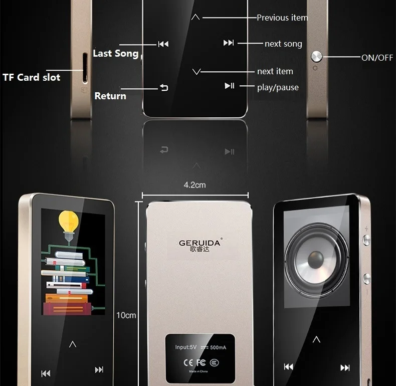 GERUIDA NEW MP3 Bluetooth MP4 Portable Video Player 8GB Metal Music Player With Voice Recorder Support TF Video FM Watch Picture (17)