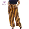 Yellow Ladies Palazzo Casual Pants Striped Long Pants for Women Plus Size Trousers