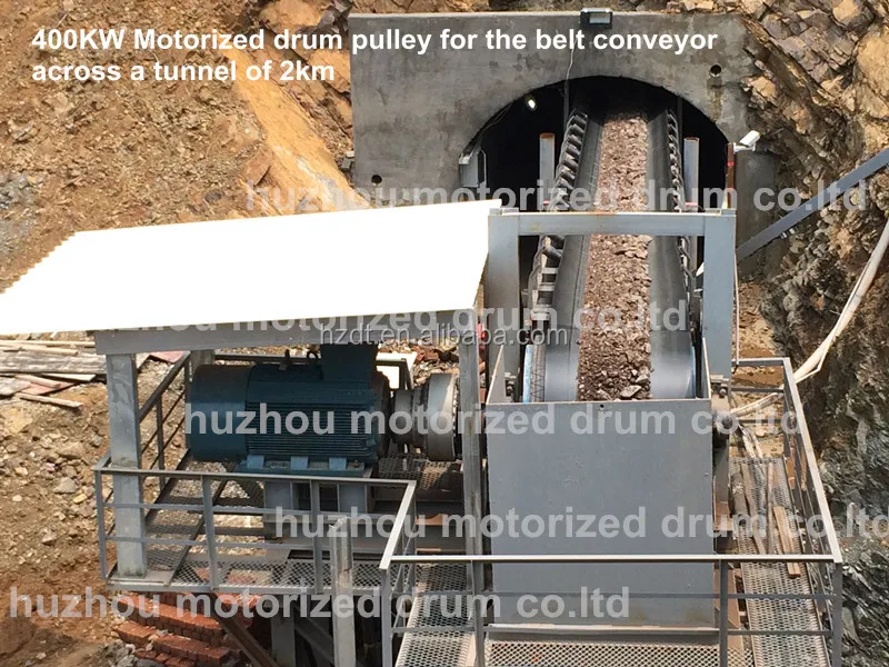 400kw motorized drum for 2km tunnel conveyor belt
