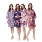 Cheap Floral Silk Kimono Bridal Robes With Lace