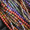 GP0920 Boho Jewelry Supplies Spacer Beads Tribal Nepali glass chevron beads,rustic Opaque multicolor glass Rainbow Spacer Beads
