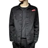 Bulk Wholesale Custom Oversized Hip Hop Mens Plain Black Denim Jeans Varsity Jacket