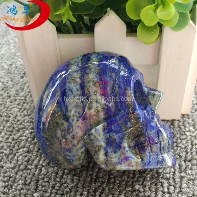 2016 cheap lapis lazuli carving crafts crystal skull figurines