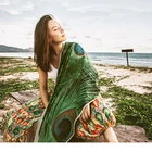 Custom sublimation printed peacock feather beach towel quick dry microfiber square swimming bath towel