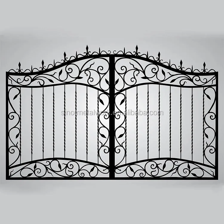 Stile europeo in ferro battuto doppio cancello cancello del giardino in acciaio del metallo dell'annata piato cancello