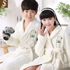 S&J high quality 100% polyester dyed flannel fabric fluffy starwood children bathrobe