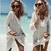6 solid color knit openwork sexy bikini beach sunscreen blouse for women free size