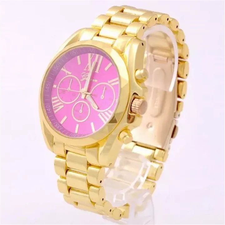 Hot 2015 ! Geneva Watches Women Luxury Brand Fashion Quartz Watches Men Casual Full Steel Watches Gold Silver Relogio Masculino