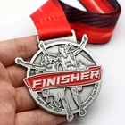 Custom Half Marathon Sport Finisher Gold Silver Medallion Medal With Ribbons