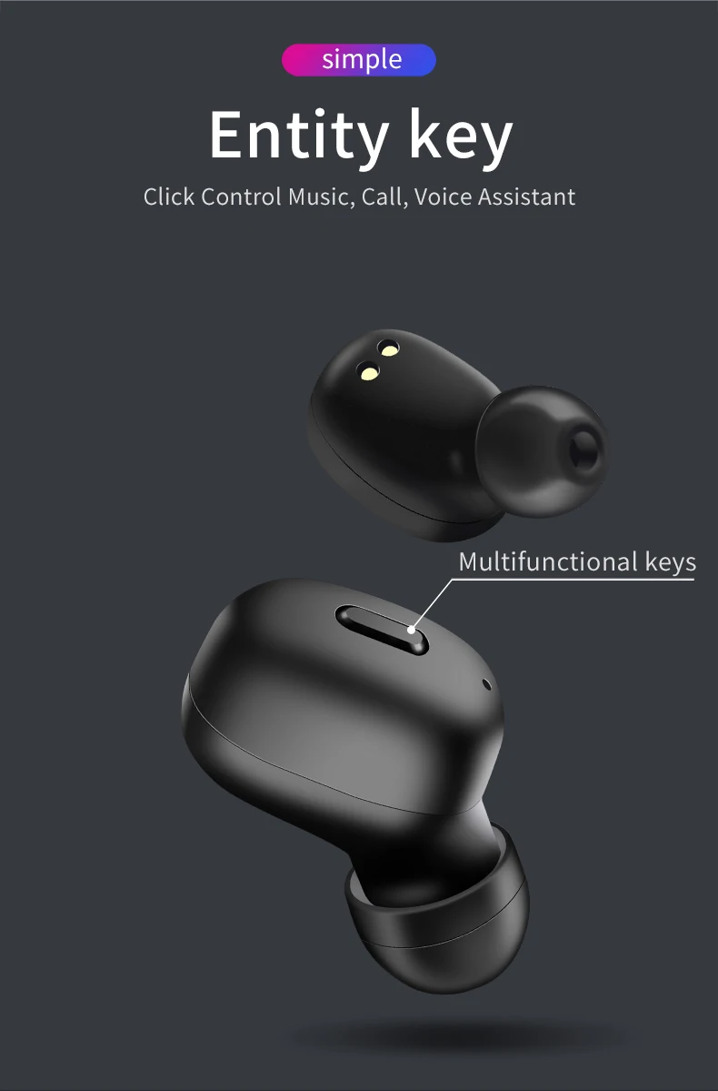 TWS Earbuds Bluetooth 5.0 Headphones Sports in-Ear Mini Headset Auto Pairing 200mAh Charging Case Noise Cancelling Earphones - ANKUX.COM