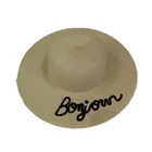Wide Brim Summer Beach Visor Straw Cap With embroidery