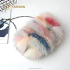 2018 new arrival jtfur women 100% real fox fur handbag luxurious multifunctional chain shoulder messenger warm bag