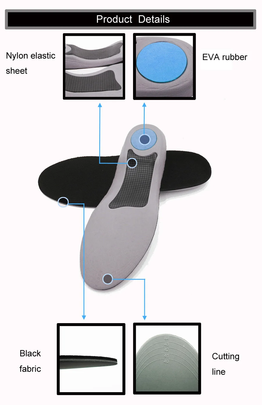 Hot Rubber Eva Foam Sheet Insole Ecofriendly Foot Cushion Removable