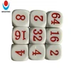16mm backgammon doubling dice with engraved numbers 2 4 8 16 32 64