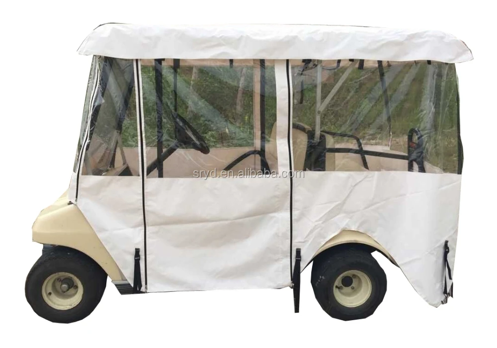 White Color Golf Cart Rain Cover For Club Car Precedent 4 Seat Car