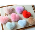 Myfur Wholesale Heart Shape Rabbit Fur Ball Keychain Lovely Multicolour Keyring Gift For women