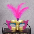 factory hot selling carnival party masquerade painted plastic cocktail feather mask