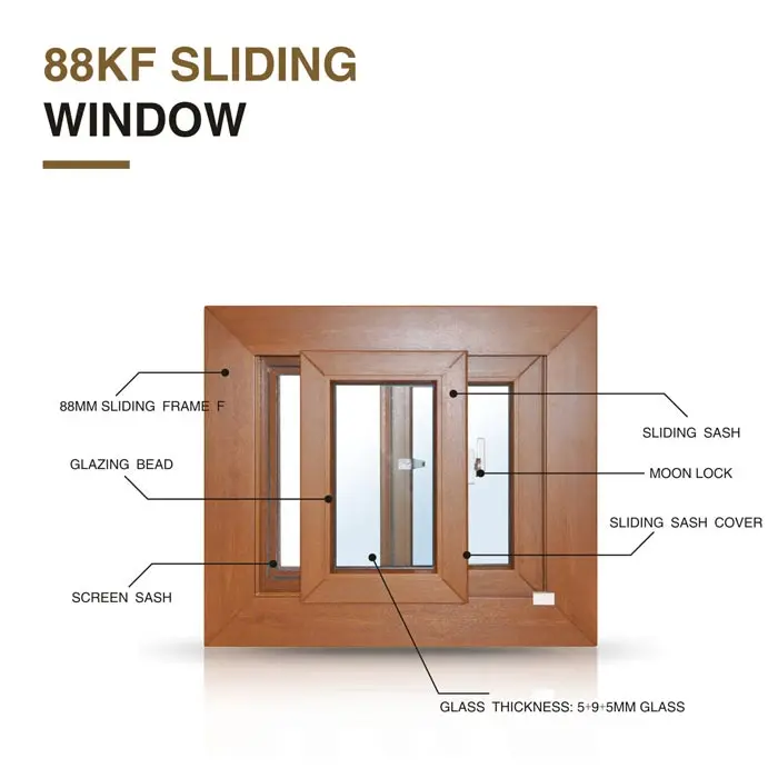 Top Brand uPVC Sliding Window Section Double Glazed Patio Windows