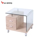 Italian design bent glass mdf corner table side table