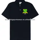 Unisex cotton or polyester (dri-fit) fabric embroidered pocket sized logo and custom sew-in label black staff polo shirt