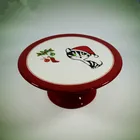 Elegant christmas cat round flat ceramic embossed cake plates