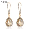 RAKOL Turkish Aretes Fashion Jewelry Joyas Stainless Dangle Luxury Jewellery Teardrop Brincos Bridal Earrings AE043