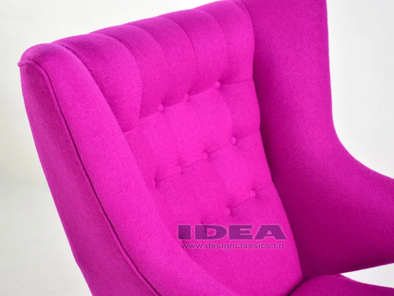 Replica Hans J Wegner Papa Bear Chair - Pink Fabric