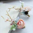 Reindeer Antler Hairpins Christmas Deer Antler Hair Clips Rose Branches Antler Hair Accessories