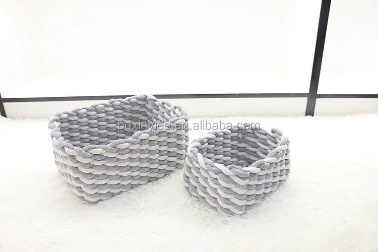 new design handmade mini baby soft cotton rope picnic basket