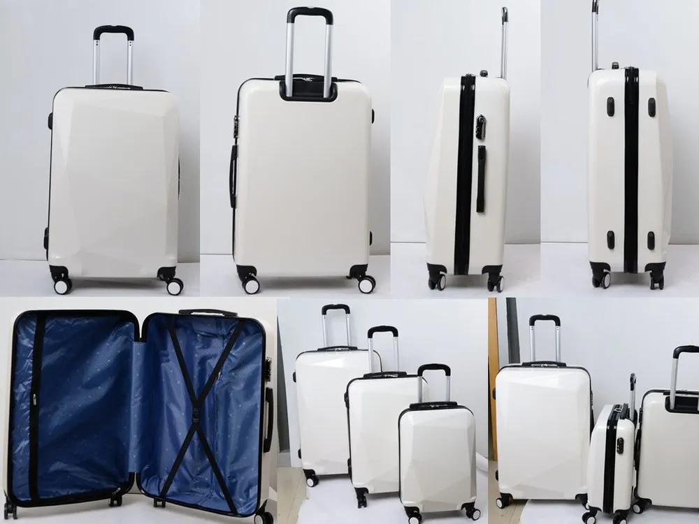 Factory wholesale 3 pieces travel wheeled suitcases abs pc trolley hard shell carry-on luggage set