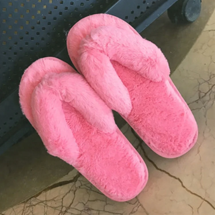 pink fur flip flops