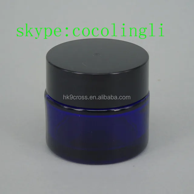 blue cosmetic glass jars wholesale sunscreen glass cream jar 30g 50g 60g 100g with metal lids