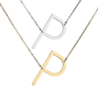 Simple Stainless Steel Alphabet Fashion Letter P Pendant Necklace Jewelry