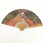 Cloth Fan Fan Double Sides Printing Cloth Bamboo Hand Fan With Carved Logo