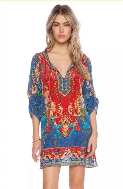 Casual Summer Style Summer Dress 2015 Women Dress Colorful Flower Plus Size Dresses Vestido Vestidos Robe
