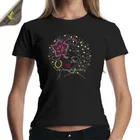 Black Afro Girl Rhinestone Heat Transfer Iron On Motif Custom T-shirt Design For Sale