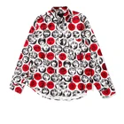 New arrival 3d print circle design leisure women long sleeve simple blouse and top