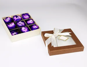 square cardboard paper chocolate candy gift box with pvc wind