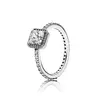 Hot selling exquisite ladies 925 silver micro pave cubic zirconia square diamond engagement ring
